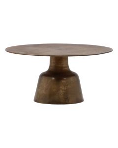 Vintage Antique Brass Round Pedestal Coffee Table