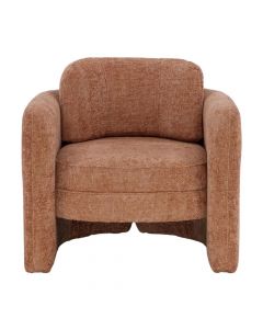 Curved Back Occasional Clay Upholstered Chair 