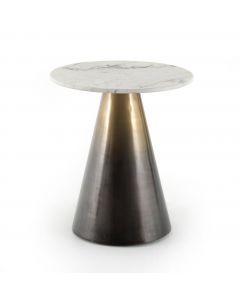 Armon Round Marble Top Pedestal End Table by Four Hands