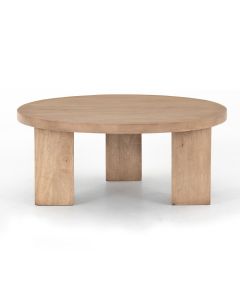 Mesa Light Oak Round Wood Coffee Table by Four Hands