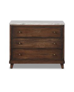 Odette White Marble Top 3-Drawer Wood Nightstand by Four Hands