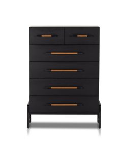 Rosedale 6-Drawer Tall Wood Dresser Chest in Ebony by Four Hands