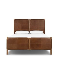 Salado Leather Upholstered Queen Panel Bed by Four Hands