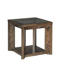 Square Burl Wood Glass Top End Table by Hammary