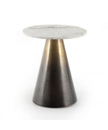 Armon Round Marble Top Pedestal End Table by Four Hands