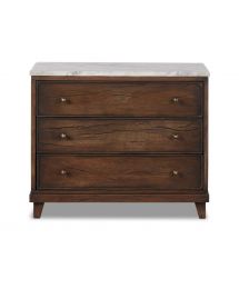 Odette White Marble Top 3-Drawer Wood Nightstand by Four Hands