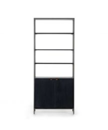 Trey Modular Wide Wood Bookcase in Black Wash Poplar by Four Hands