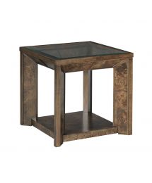 Square Burl Wood Glass Top End Table by Hammary