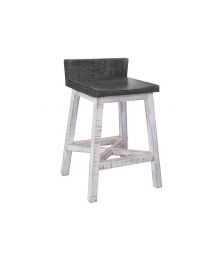 Stone Ivory & Gray Distressed Wood Bar Stool by International Furniture Direct