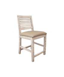 Stone Fabric Seat Distressed Wood Bar Stool by International Furniture Direct